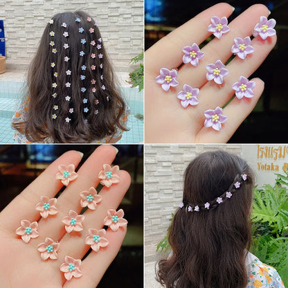 10pcs Small Flower Buckle Hair Clips Hairpins for Women Girls Fashion DIY Hair Styles Holder Hair Pins Claws Hair Accessories